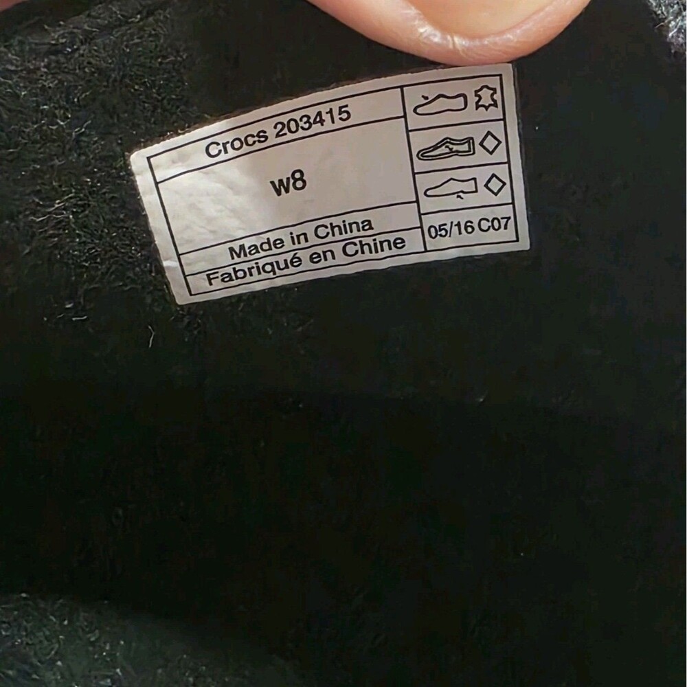 Crocs Mules Size 8 Black Leopard Animal Clog Suede Chunky Heel Mobwife - Picture 4 of 11